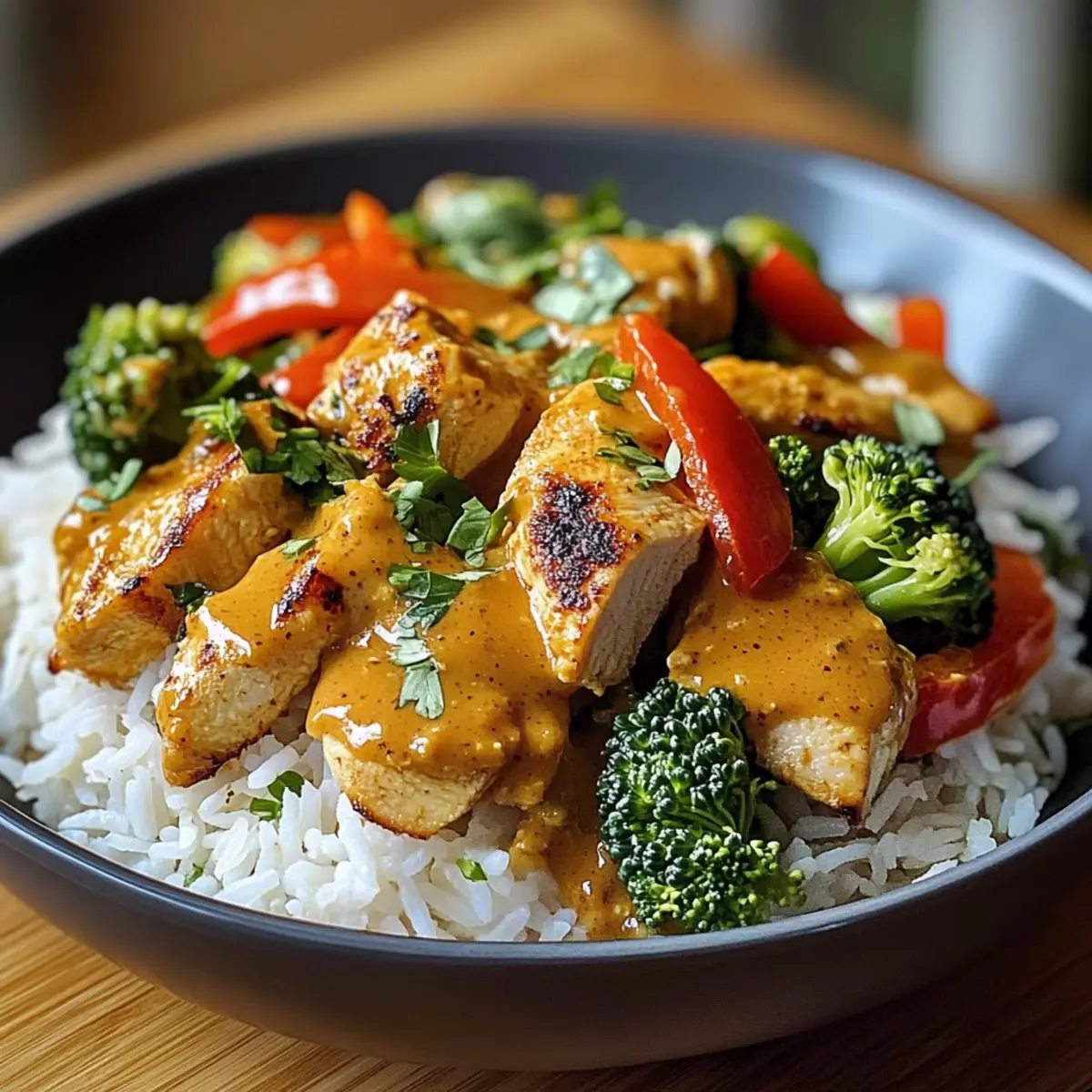Chicken with peanut sauce & basmati rice