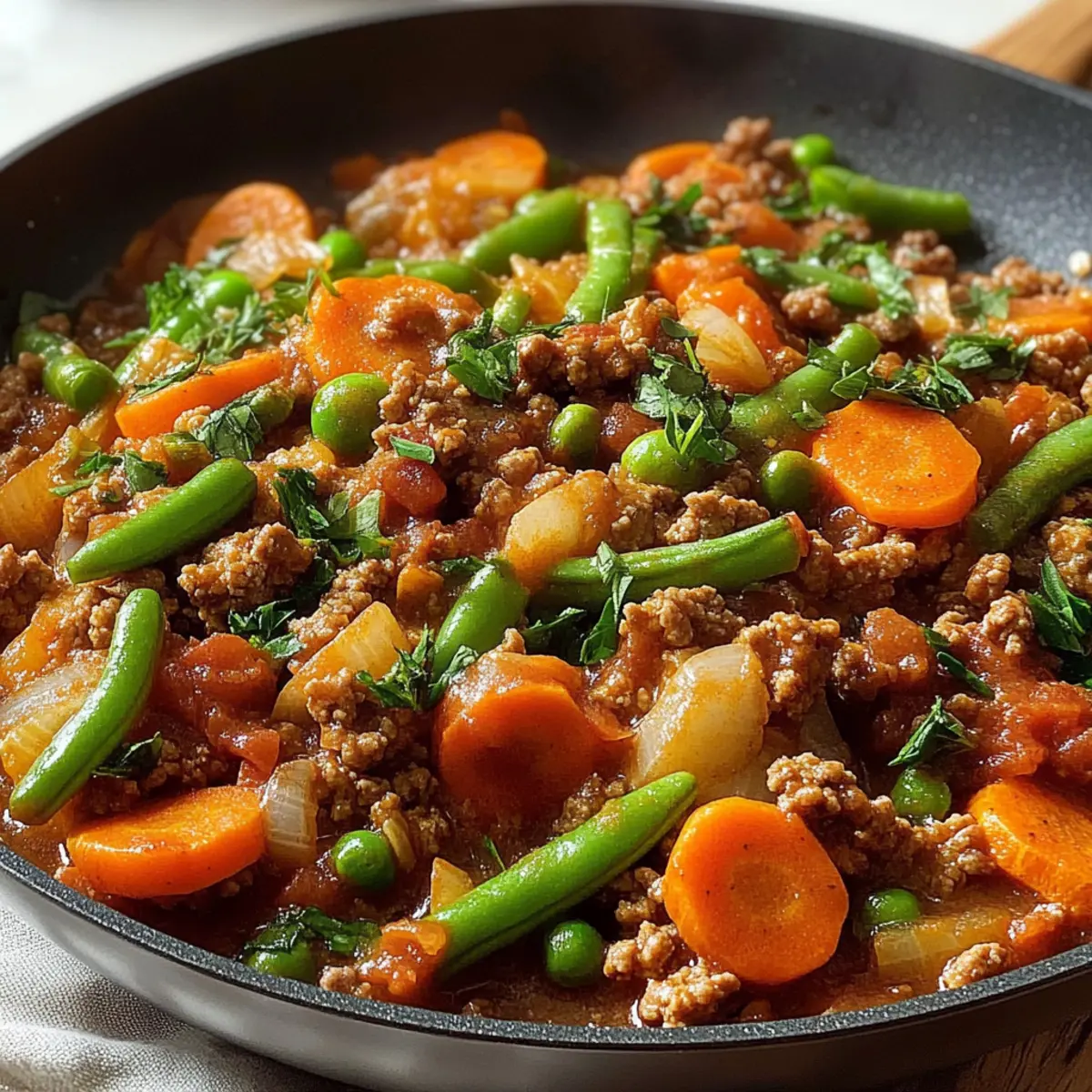 Herzhafte Hackpfanne mit buntem Gemüse