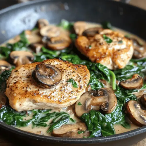 Hähnchen Spinat und Champignon Low Carb Rezept