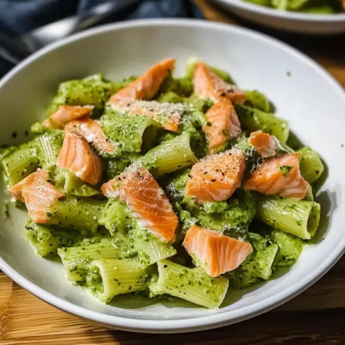 Pasta mit Lachs und grüner Sauce in 10 Minuten
