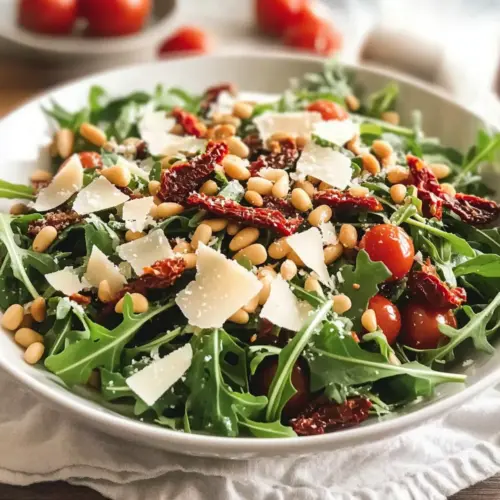 Rucola Salad with dried tomatoes, Parmesan & pine nuts