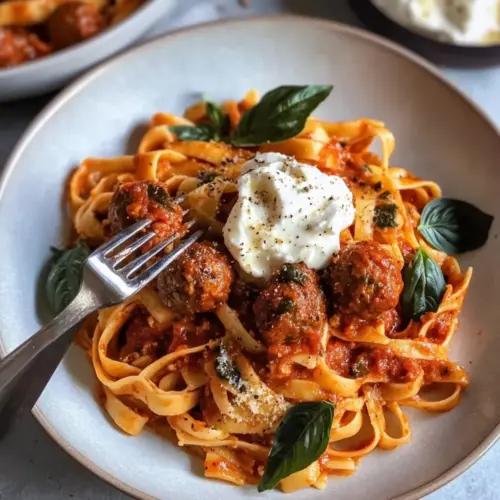 Tagliatelle with delicious meatballs