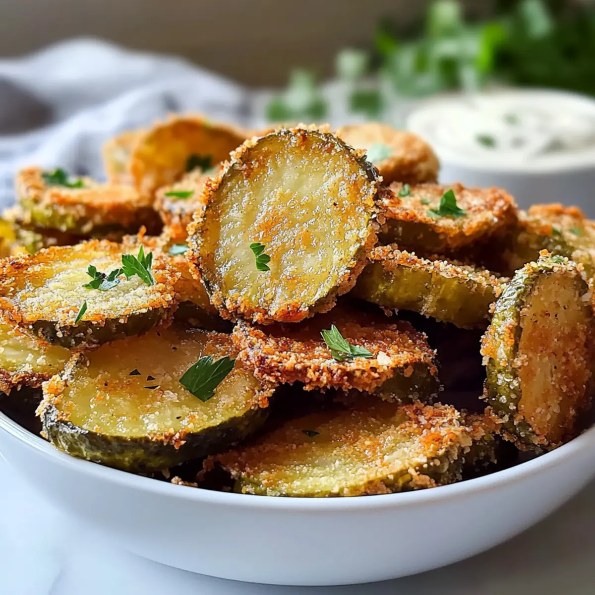 Luftfritteuse frittierte Gewürzgurken (ultra knusprig & schuldlos)