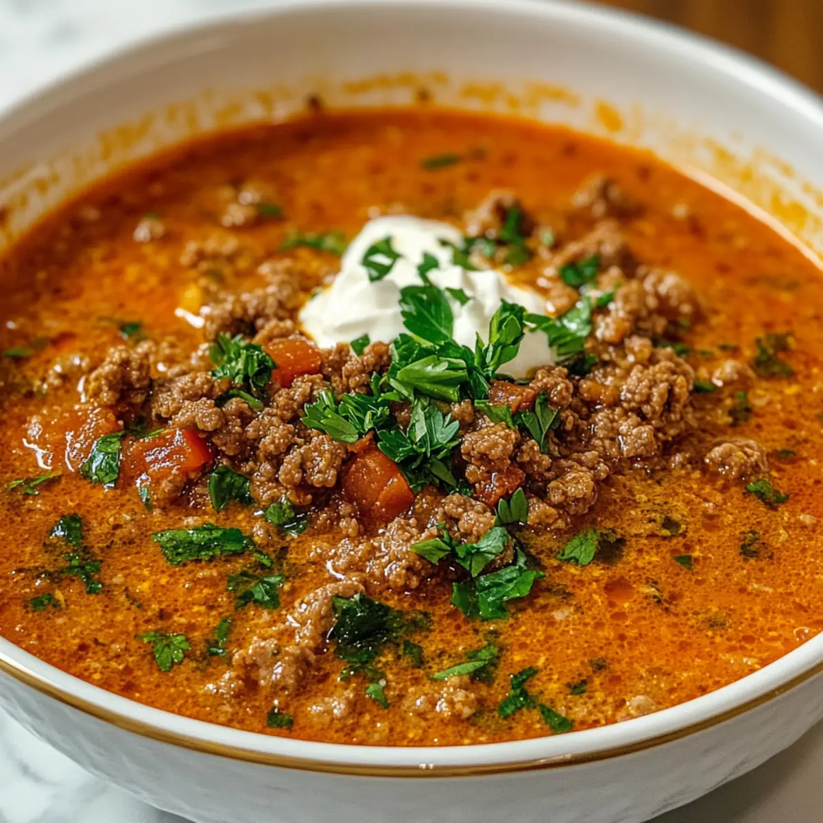 Ajvar Suppe mit Hackfleisch – Köstliches 20 Minuten Rezept
