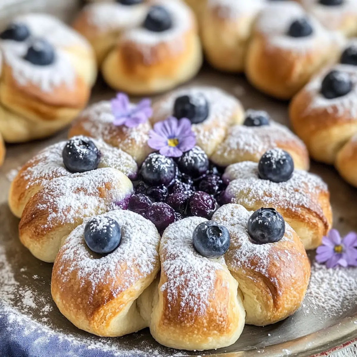 Hefeteig Blumen mit einer Puddingfüllung