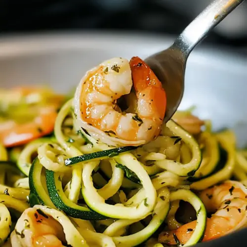 Zucchini-Nudeln mit Zitronen-Knoblauch-Garnelen Rezept