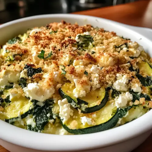 Gebackene Zucchini-Spinat-Feta-Auflauf