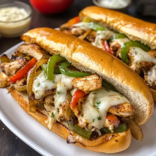 Hühnchen Philly Cheesesteak