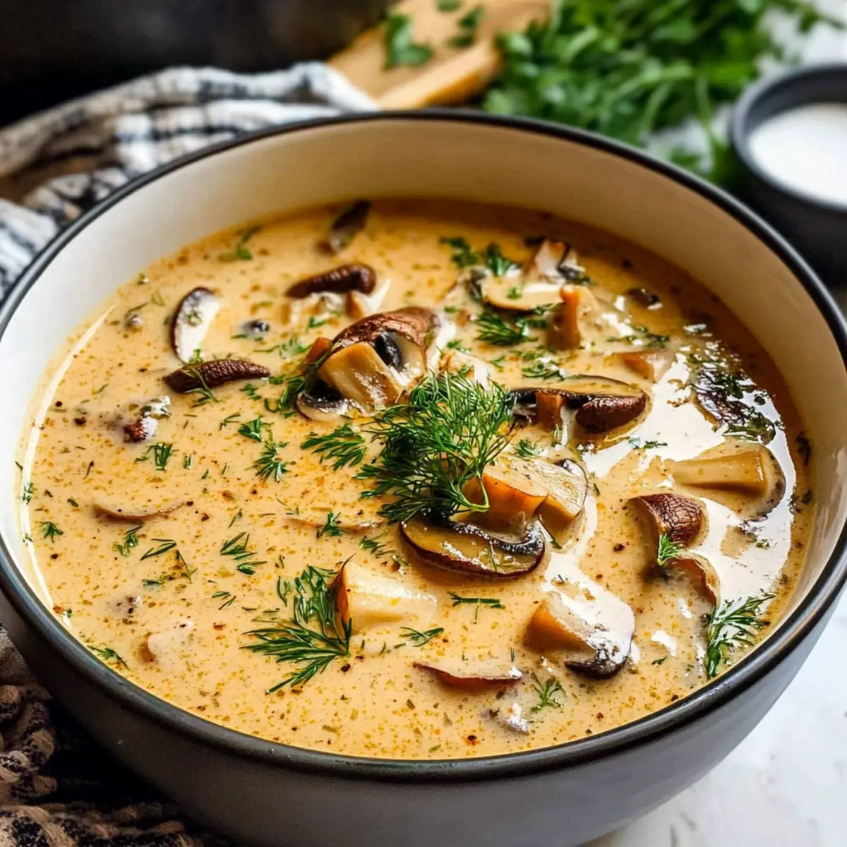 Cremige ungarische Pilzsuppe