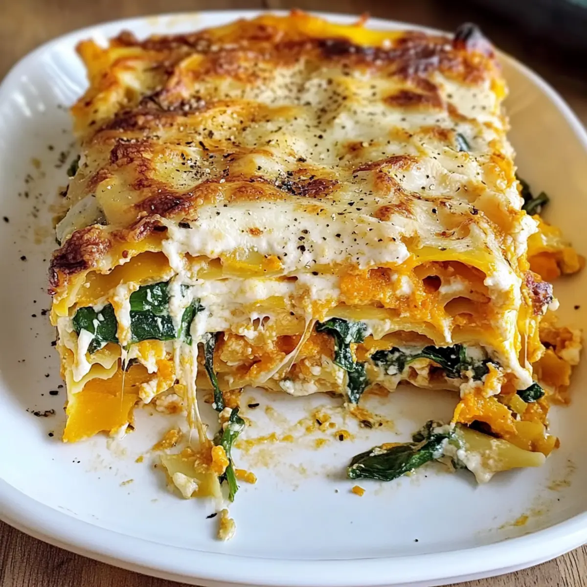 Butternut-Kürbis und Spinat Lasagne