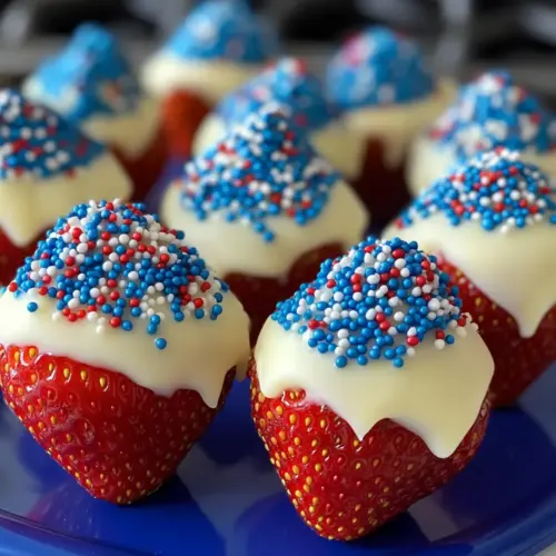 4. Juli weiße Schokolade getauchte Erdbeeren