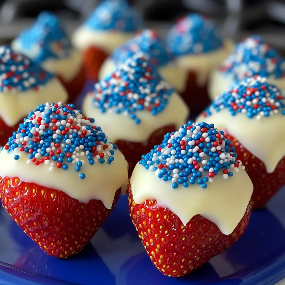 4. Juli weiße Schokolade getauchte Erdbeeren