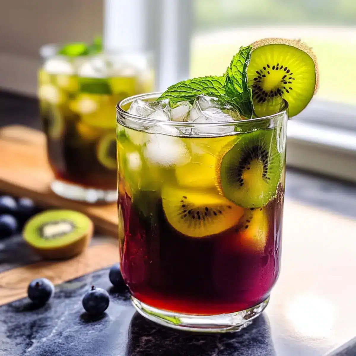 Kiwi-Minze-Kaltgebrauter grüner Tee
