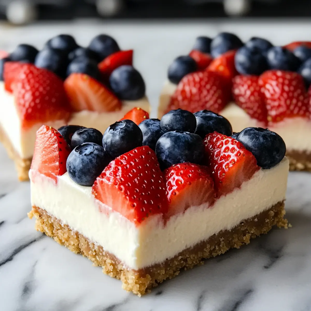 Keine-Bake Flaggen-Käsekuchen-Riegel