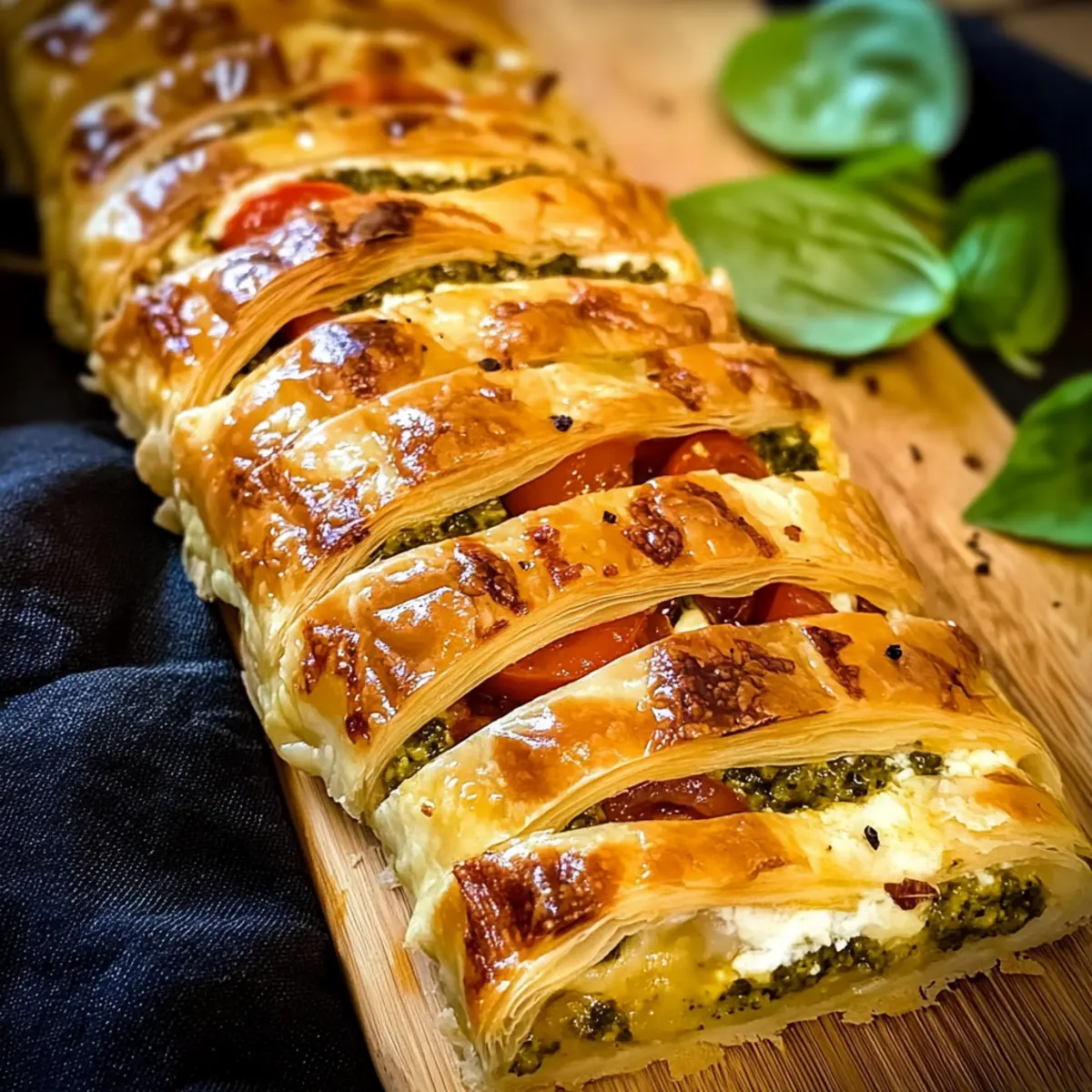 Pesto-Strudel mit Tomate und Mozzarella