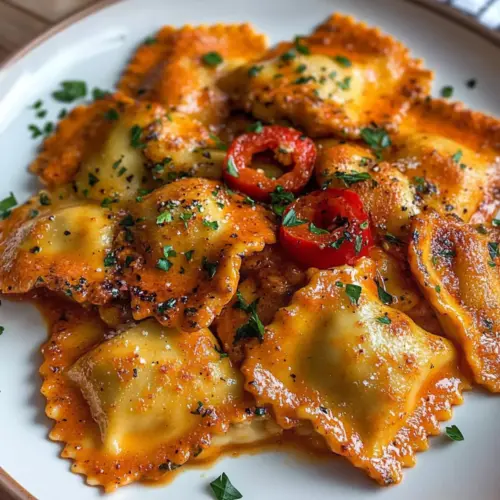 Ravioli mit cremiger Harissa-Sauce