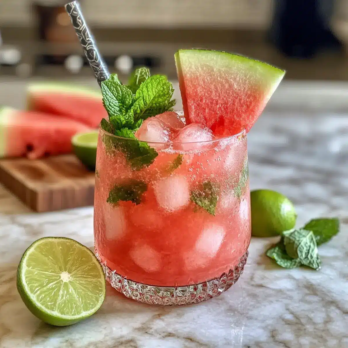 Wassermelonen-Limetten-Minz-Mocktails