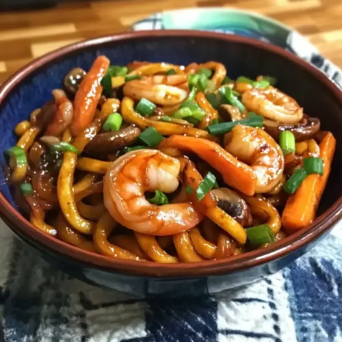 Yaki Udon mit Garnelen