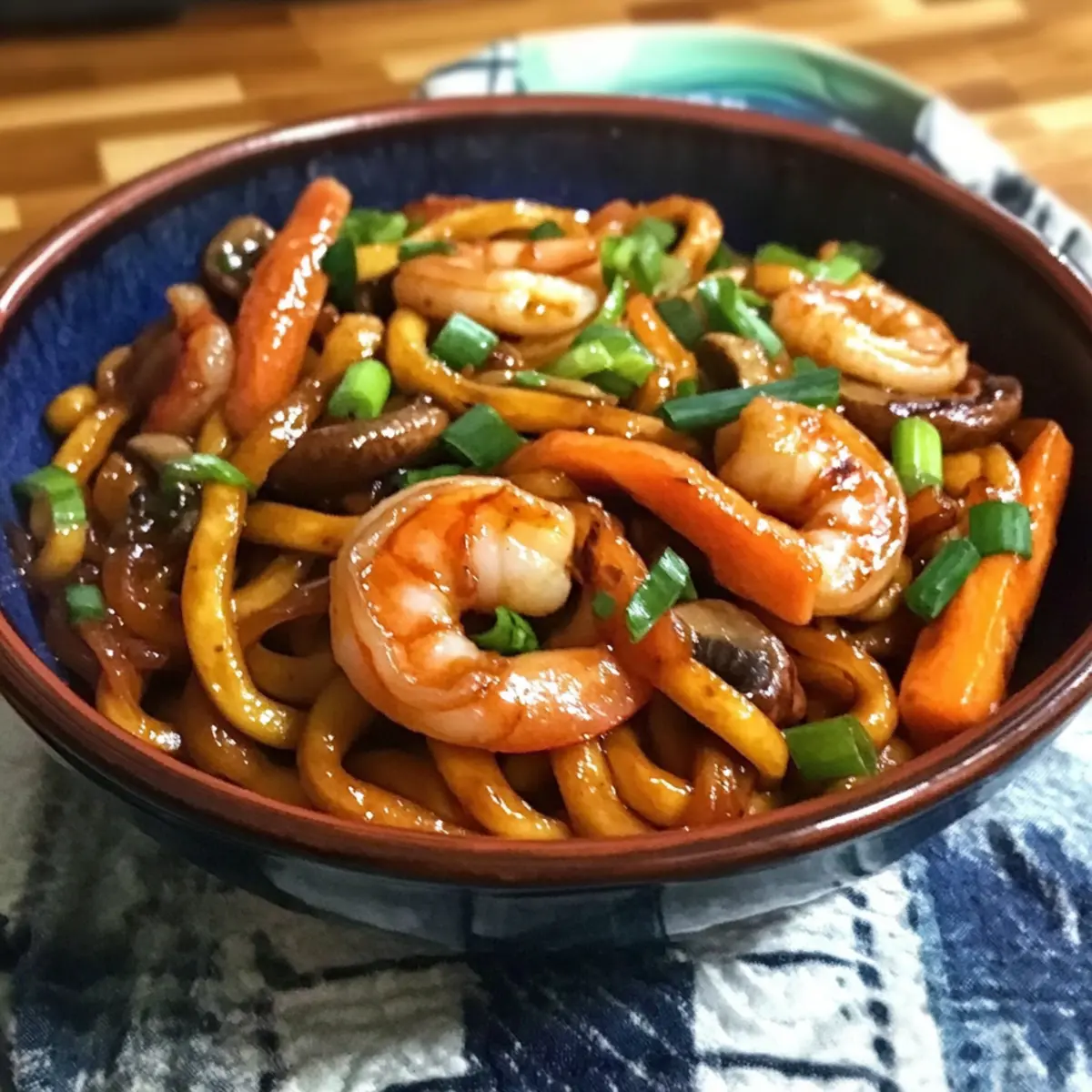 Yaki Udon mit Garnelen